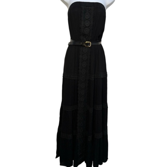 Elegant Black Strapless Maxi Dress - Picture 1 of 5